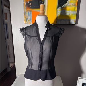 WORTHINGTON BLACK BLOUSE SHEER SLEEVELESS SIZE 10 WORN APPROXIMATELY 10x